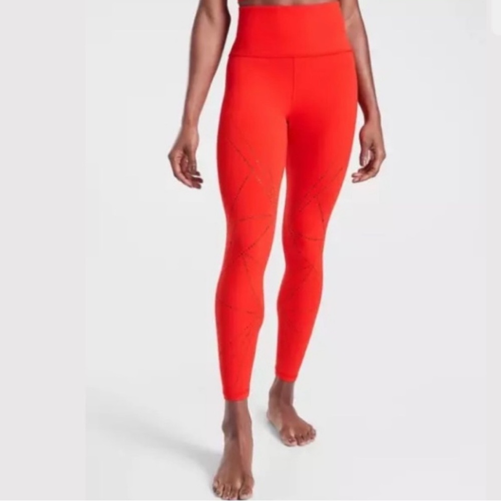 Athleta Elation 7/8 Lazercut Tight Timeless Red XS